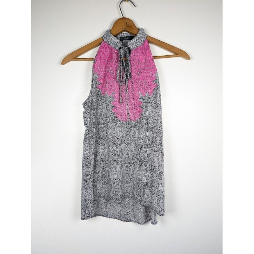 THML Halter Tank Top Women's Size Medium‎ Embroidered Flowy Gauzy Boho Peasant